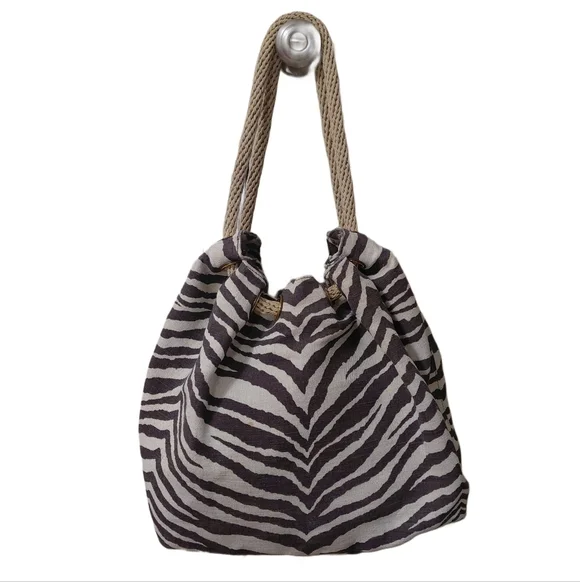 Michael Kors Zebra Print Canvas Shoulder Bag Satchel - Picture 3 of 11